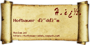 Hofbauer Ádám névjegykártya